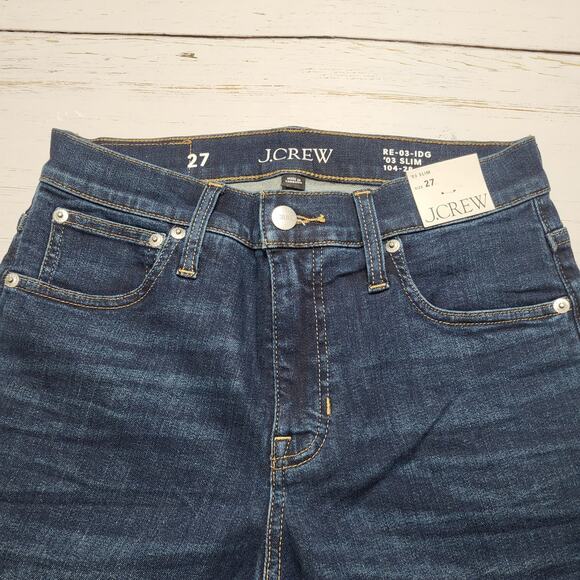 J. Crew 03 Slim Straight Crop Jeans Dark Wash Mid Rise Super Stretch Sculpted 27 - Picture 5 of 11
